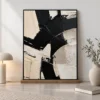 P111 | Oblique Crossing – Black and White Abstract Wall Art
