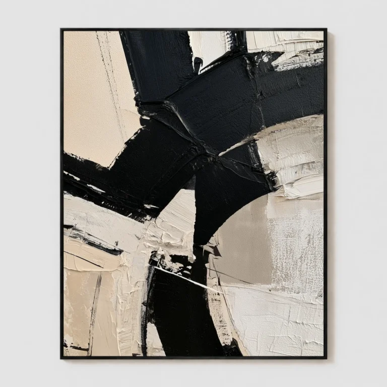 P111 | Oblique Crossing – Black and White Abstract Wall Art