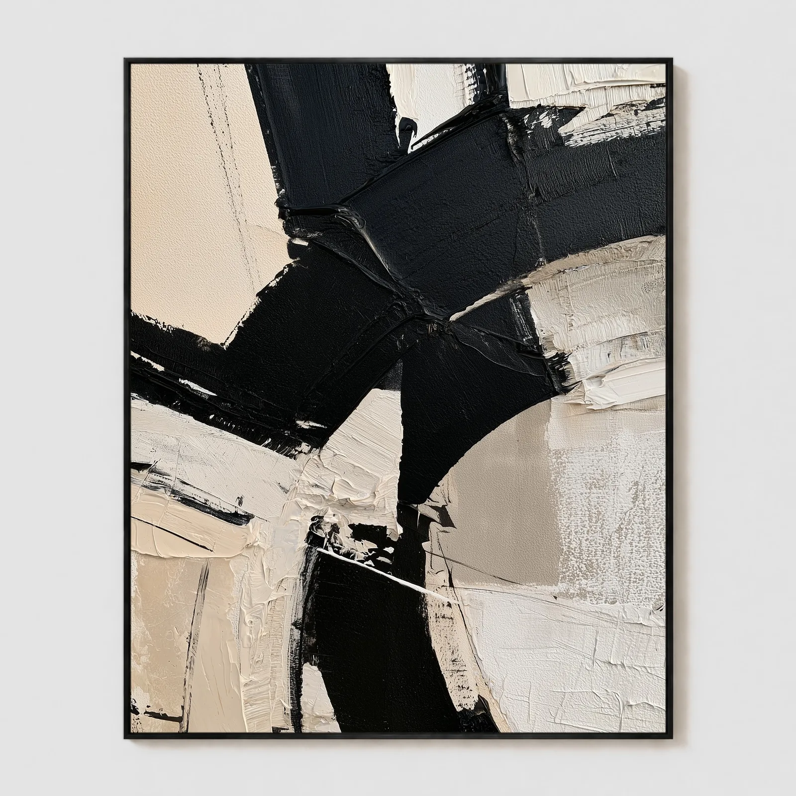 P111 | Oblique Crossing – Black and White Abstract Wall Art