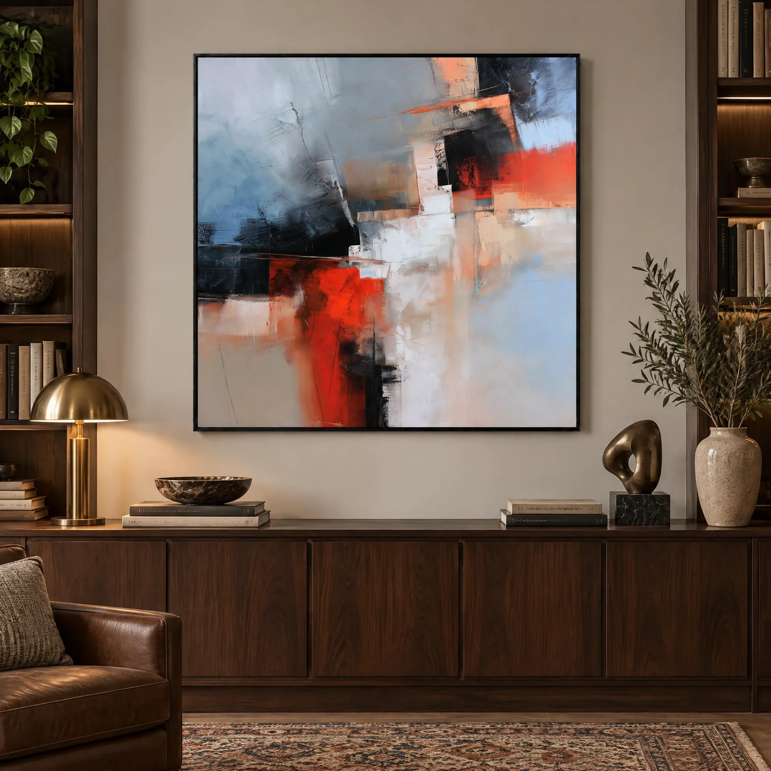off-axis-black-red-abstract-wall-art-display-04 S037 | Off Axis – Black Red Abstract Wall Art