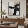 P112 | Offset Blocks – Black and White Abstract Wall Art