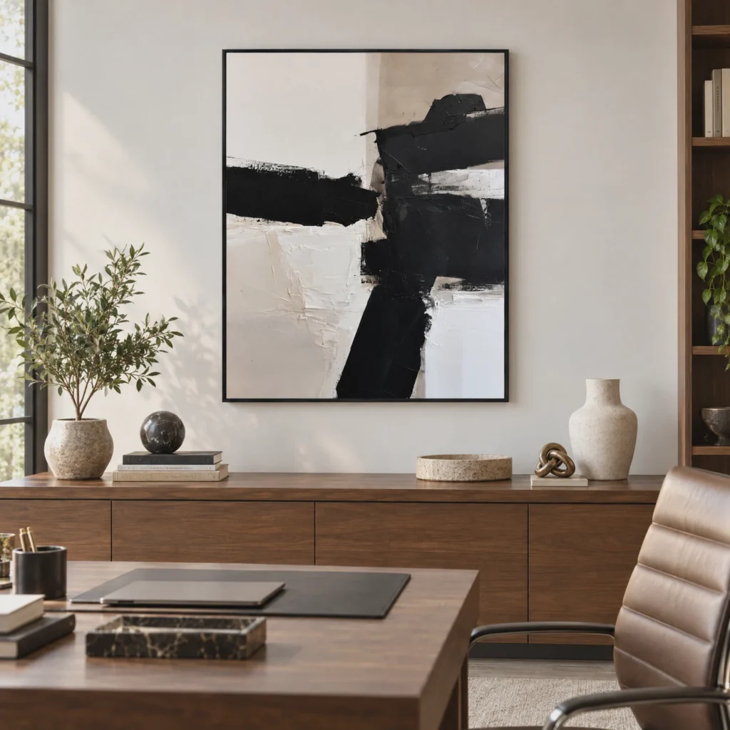 P112 | Offset Blocks – Black and White Abstract Wall Art