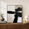 P112 | Offset Blocks – Black and White Abstract Wall Art