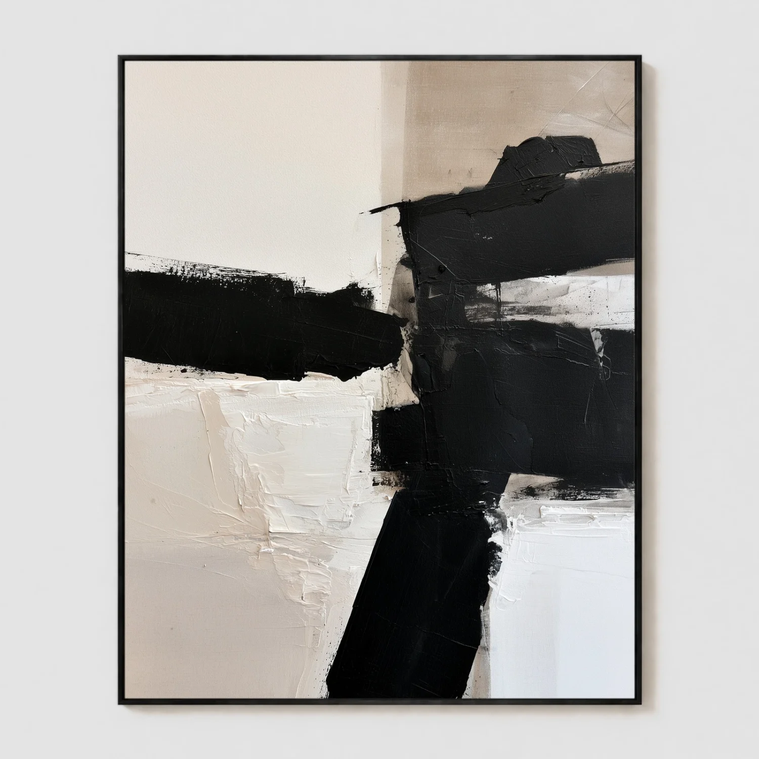 P112 | Offset Blocks – Black and White Abstract Wall Art