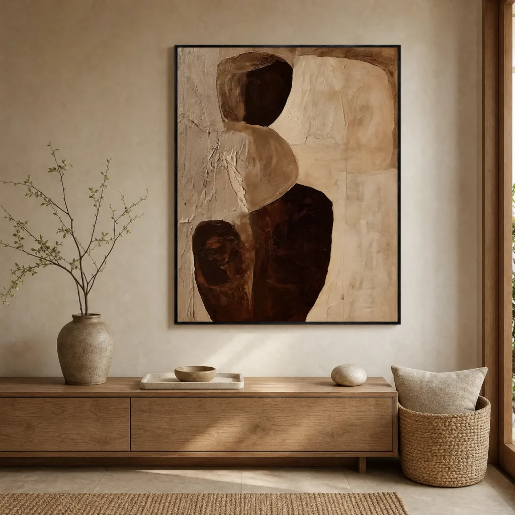 P084 | Open Ground – Beige Abstract Painting