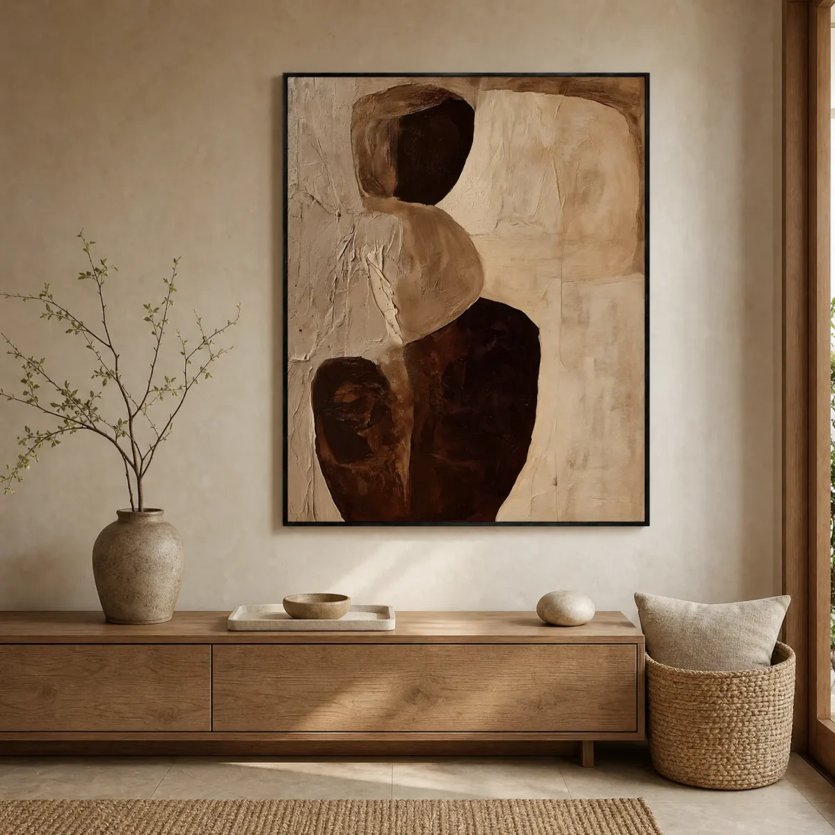 P084 | Open Ground – Beige Abstract Painting