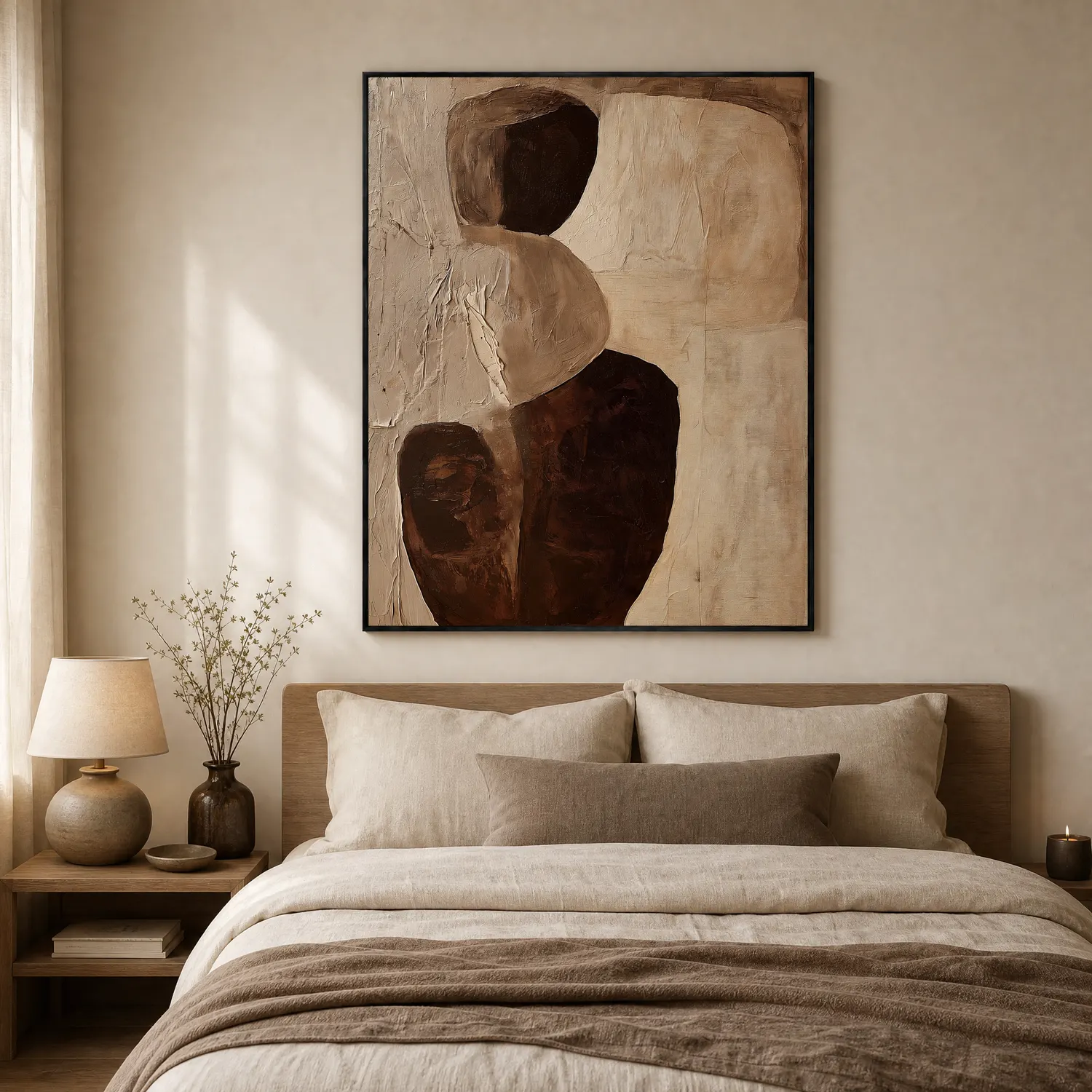 open-ground-beige-abstract-painting-display-03 P084 | Open Ground – Beige Abstract Painting