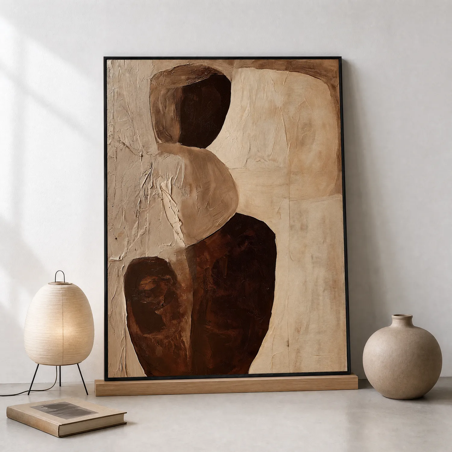 open-ground-beige-abstract-painting-display-04 P084 | Open Ground – Beige Abstract Painting