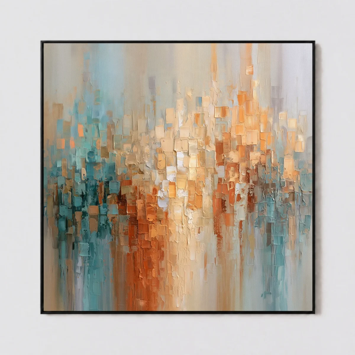 S043 | Pale Current – Blue Orange Abstract Wall Art