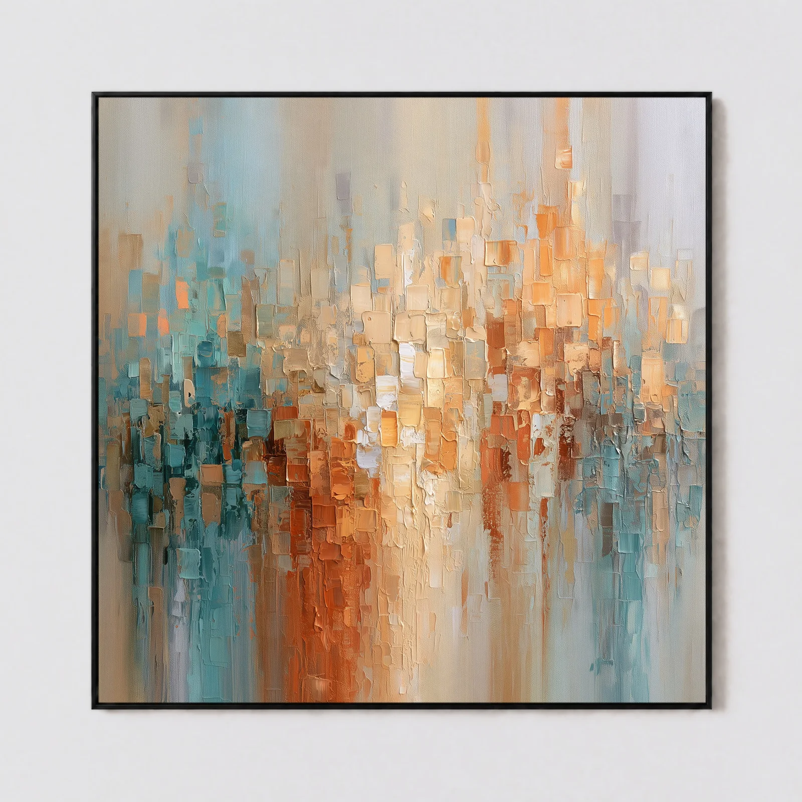 S043 | Pale Current – Blue Orange Abstract Wall Art