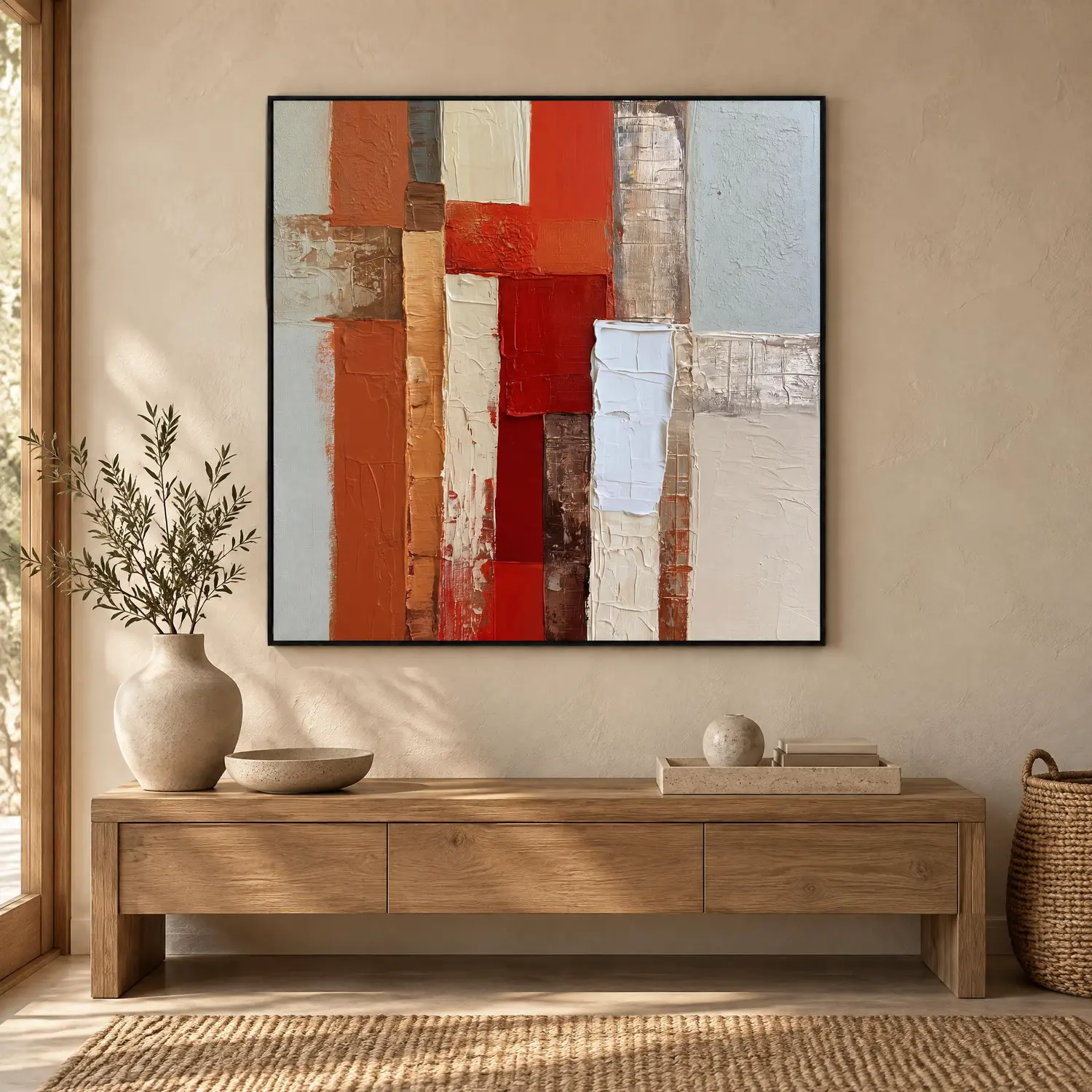 patina-crossings-rustic-red-abstract-wall-art-display-03 S053 | Patina Crossings – Rustic Red Abstract Wall Art