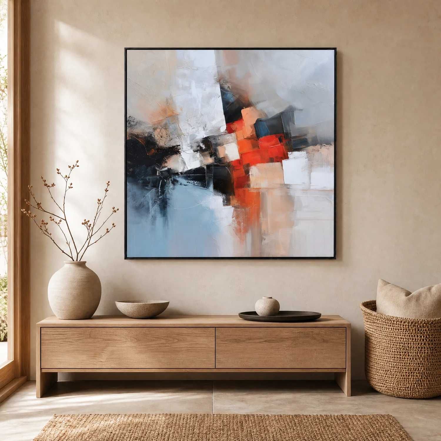 S039 | Red Core – Red Black Abstract Wall Art