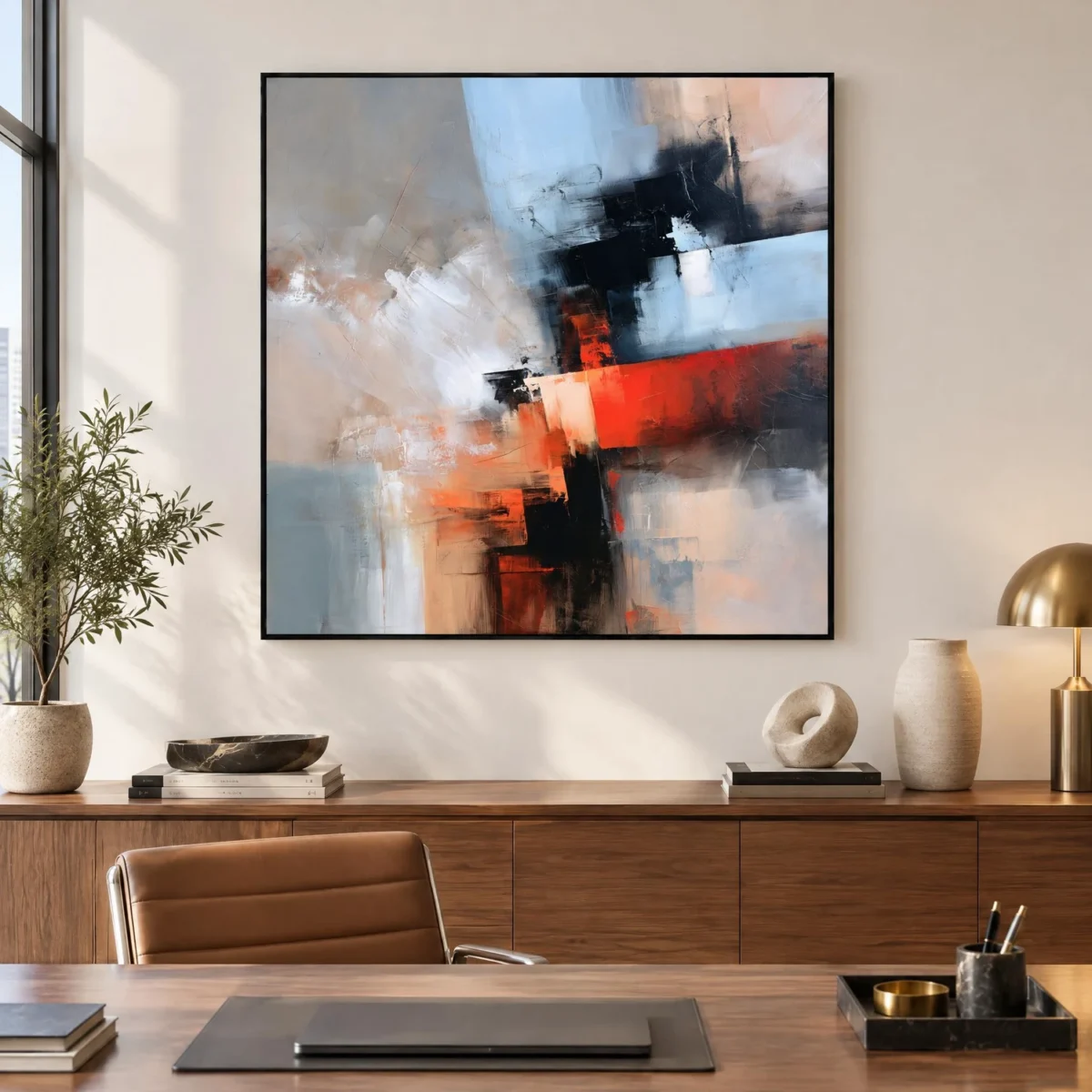 S033 | Red Crossing – Red Abstract Wall Art
