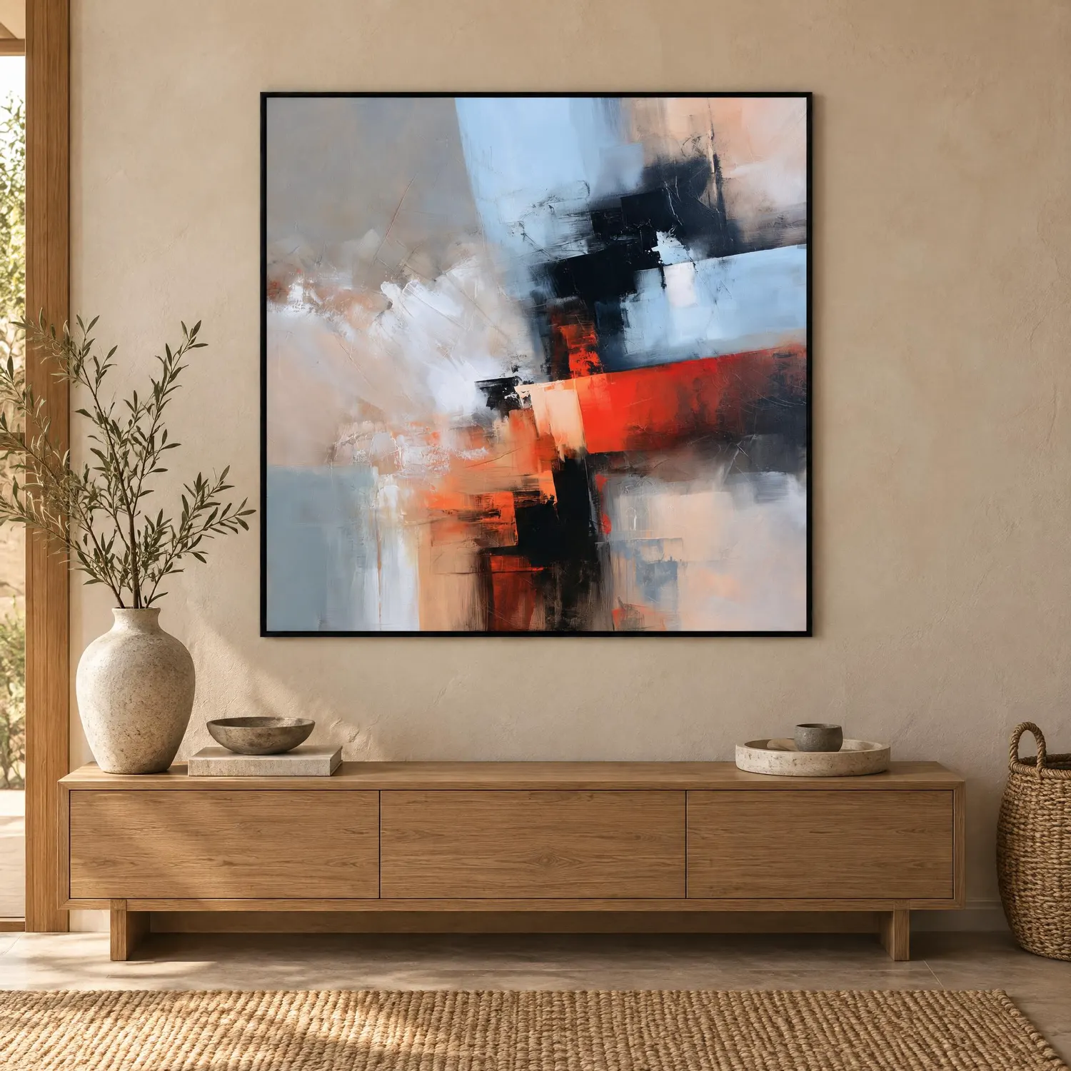 red-crossing-red-abstract-wall-art-display-03 S033 | Red Crossing – Red Abstract Wall Art