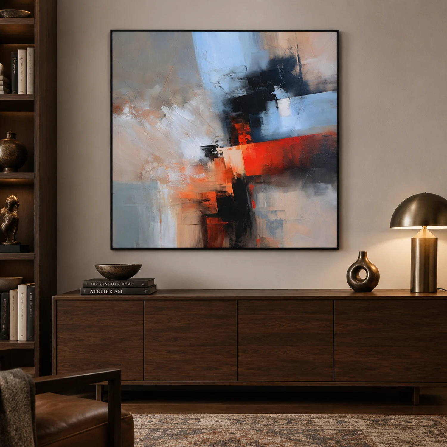 red-crossing-red-abstract-wall-art-display-04 S033 | Red Crossing – Red Abstract Wall Art