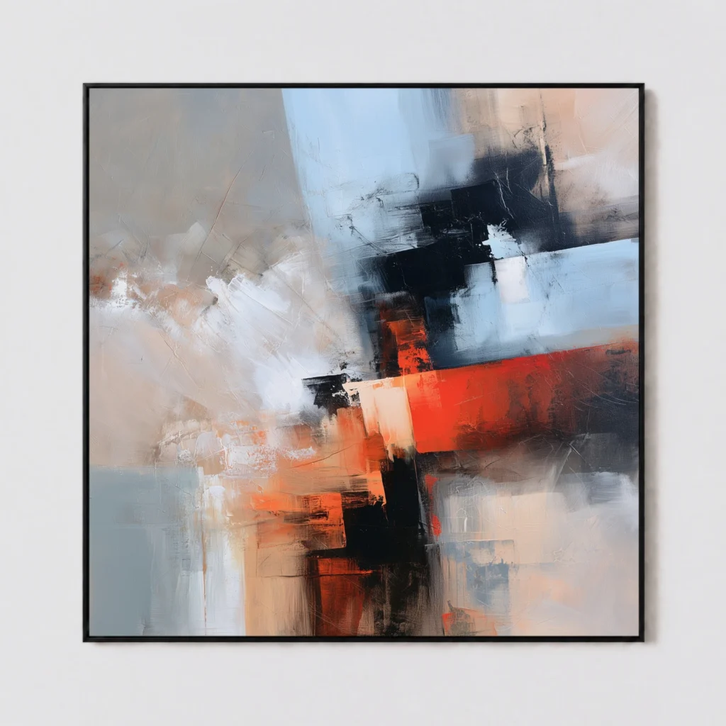 S033 | Red Crossing – Red Abstract Wall Art