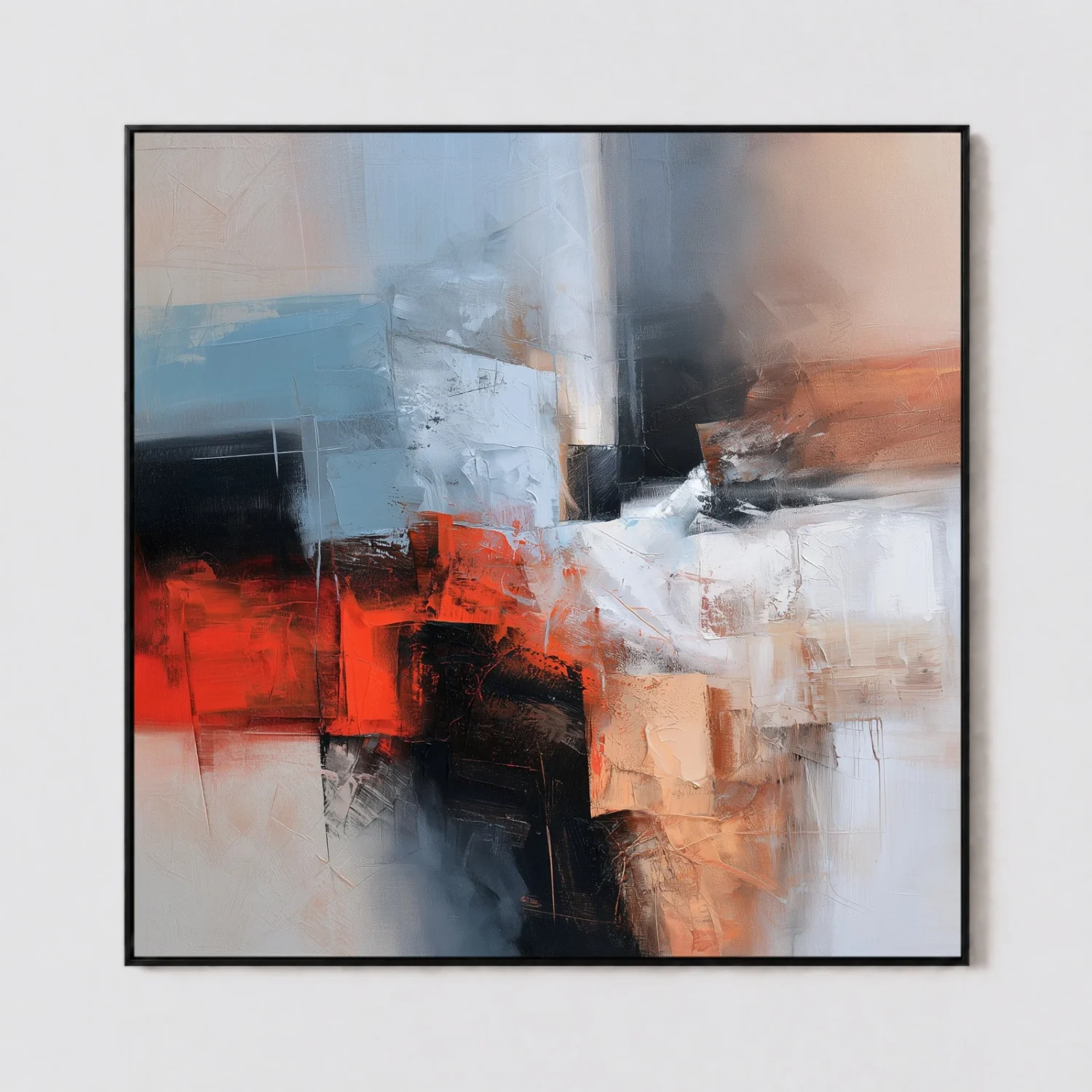 red-interval-red-abstract-painting-red-interval-red-abstract-painting-T-1x1-black-frame-wall S034 | Red Interval – Red Abstract Painting