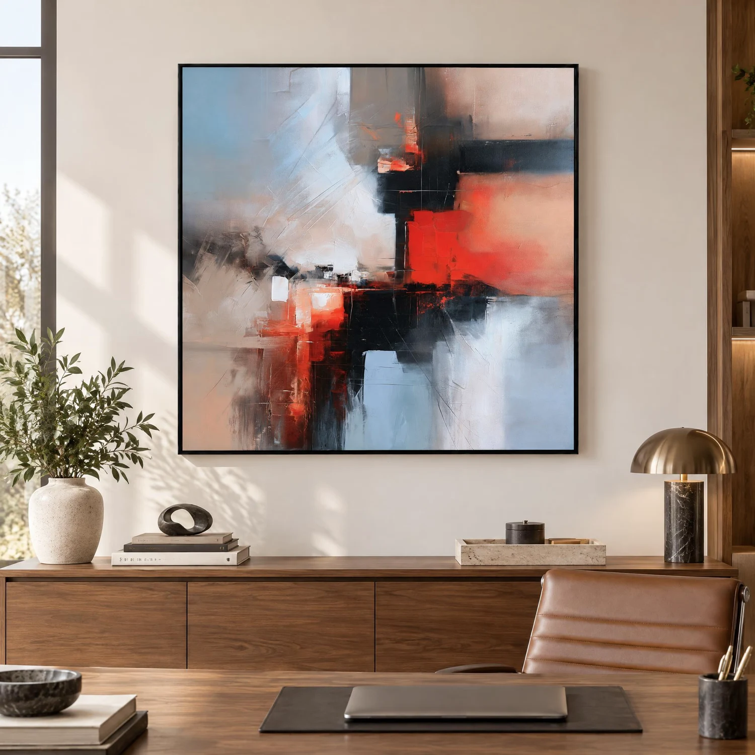 red-junction-geometric-abstract-wall-art-display-02 S036 | Red Junction – Geometric Abstract Wall Art
