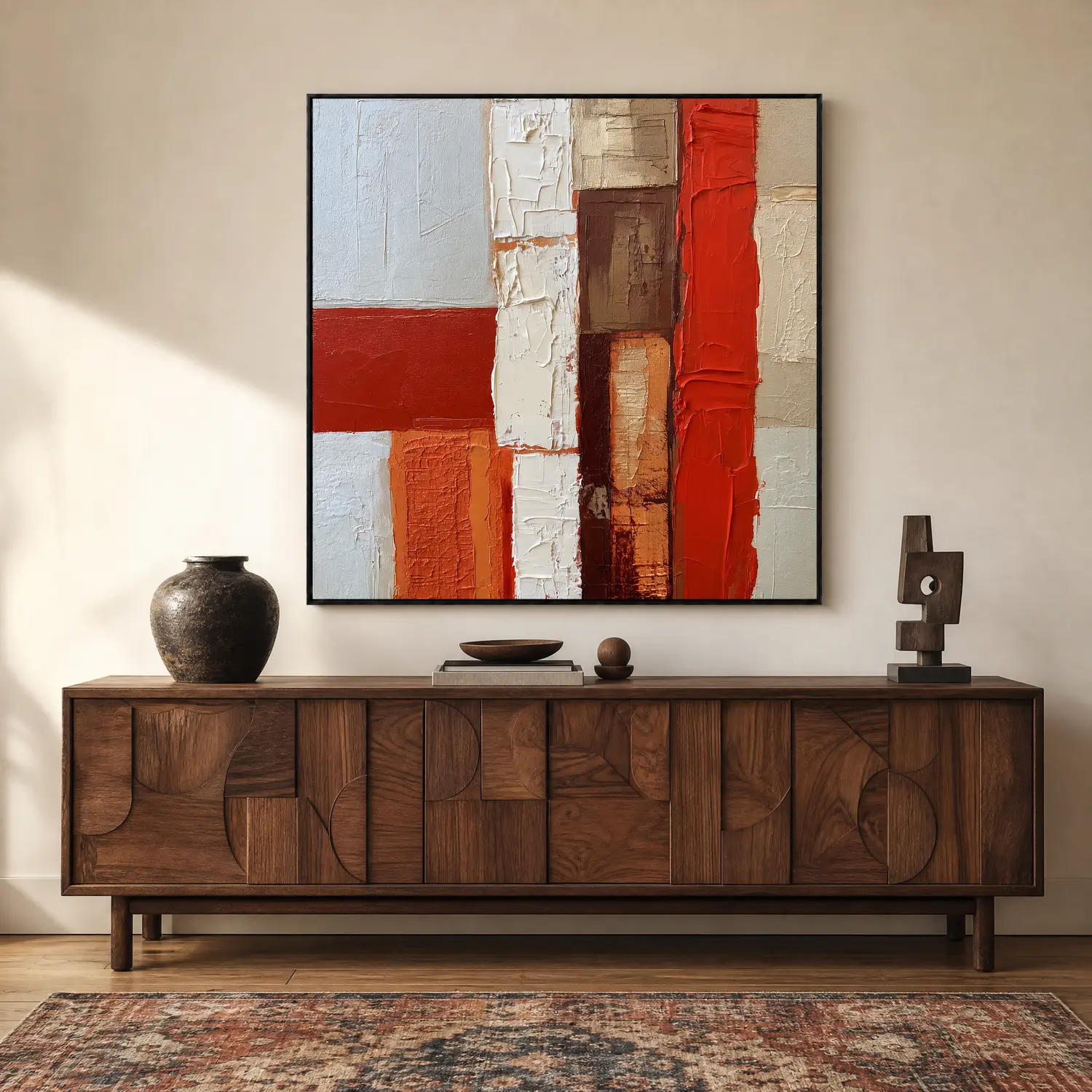 red-threshold-textured-abstract-art-display-01 S050 | Red Threshold – Textured Abstract Art
