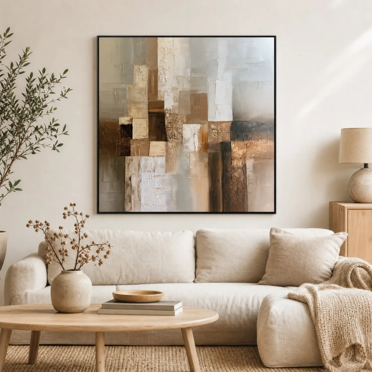 S066 | Rust Across Gray – Geometric Abstract Wall Art