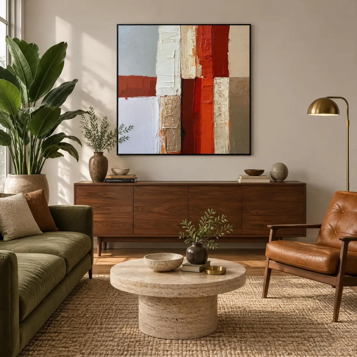 S049 | Rust Axis – Red Abstract Wall Art