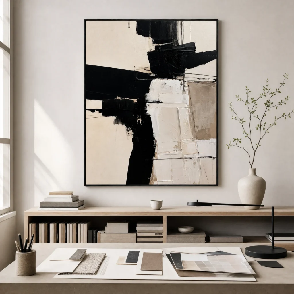 P113 | The White Stack – Geometric Abstract Painting