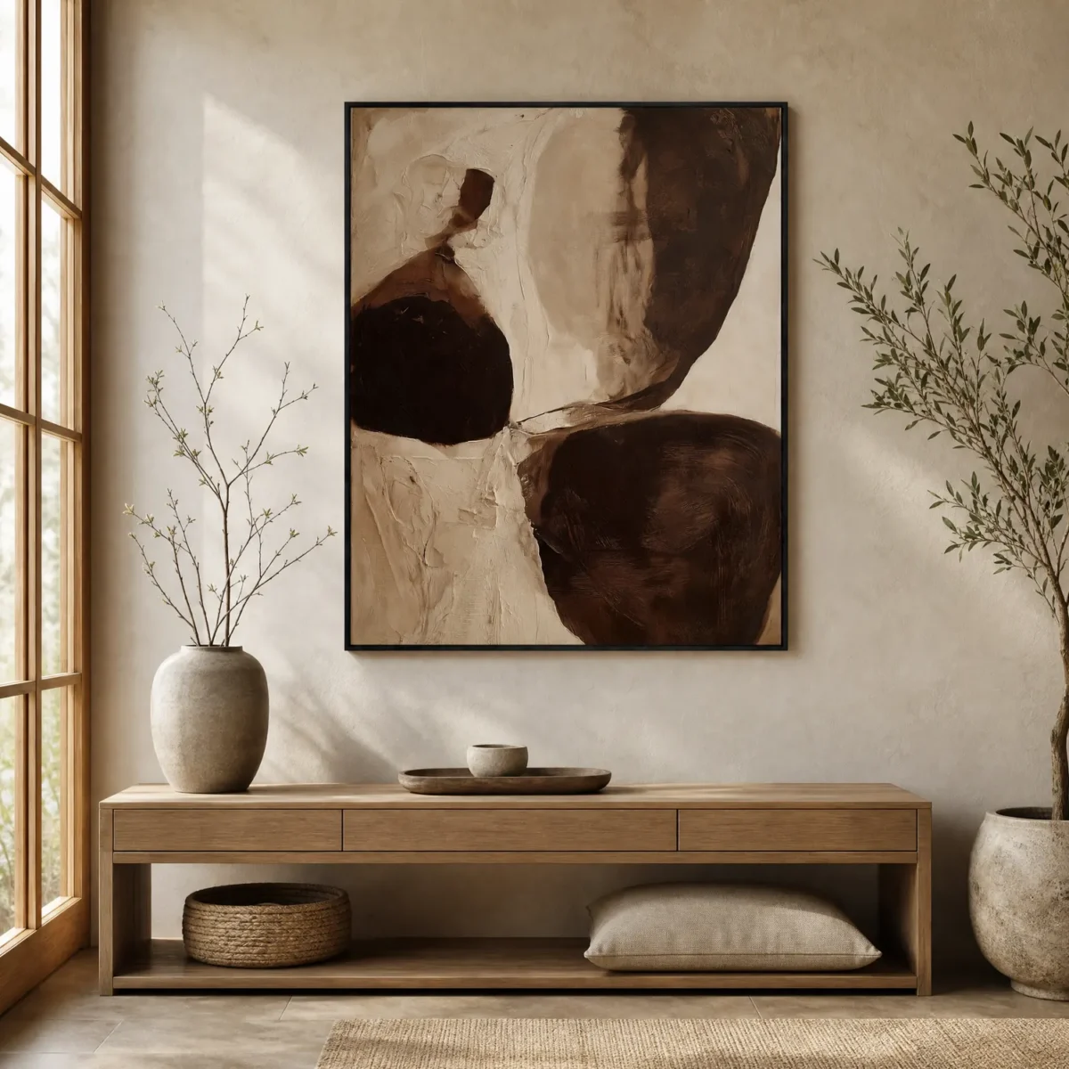 P087 | Three Forms – Brown Abstract Wall Art