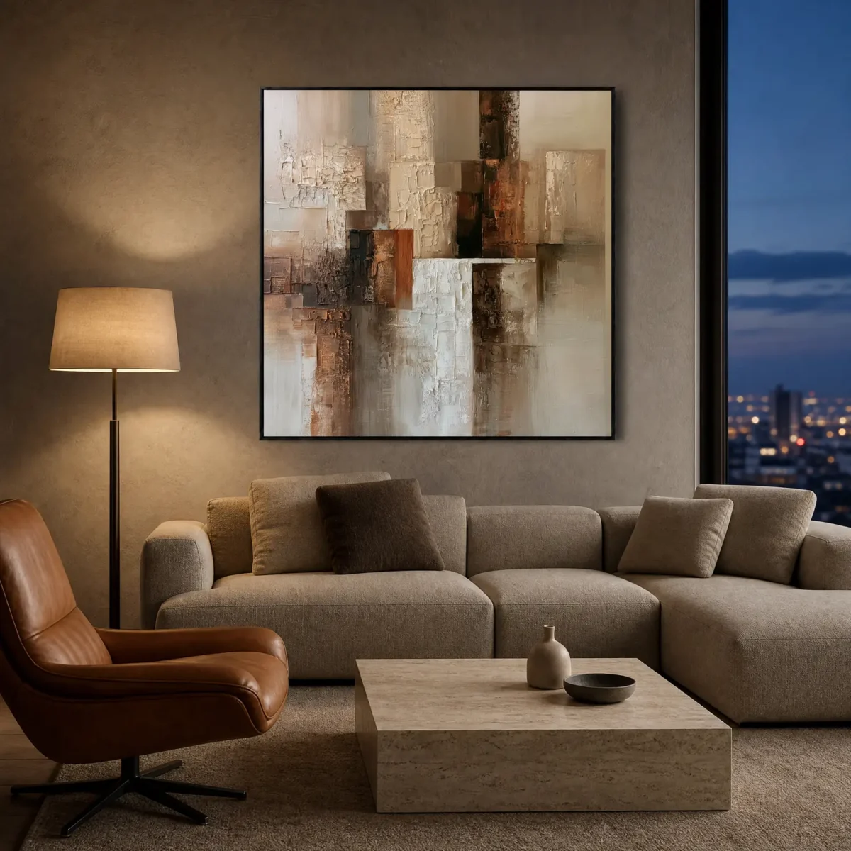 S064 | Umber Column – Brown Abstract Wall Art