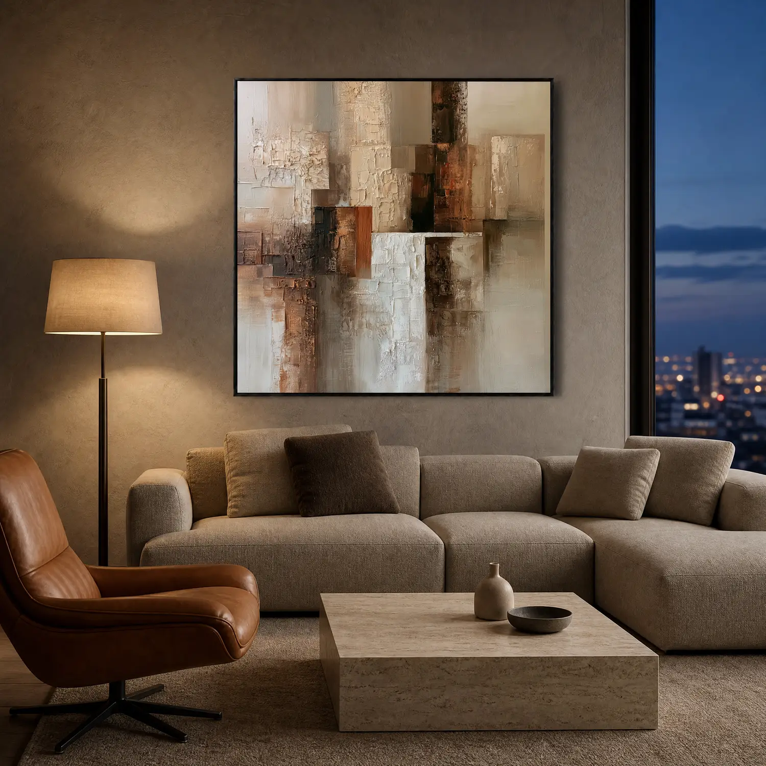umber-column-brown-abstract-wall-art-display-01 S064 | Umber Column – Brown Abstract Wall Art
