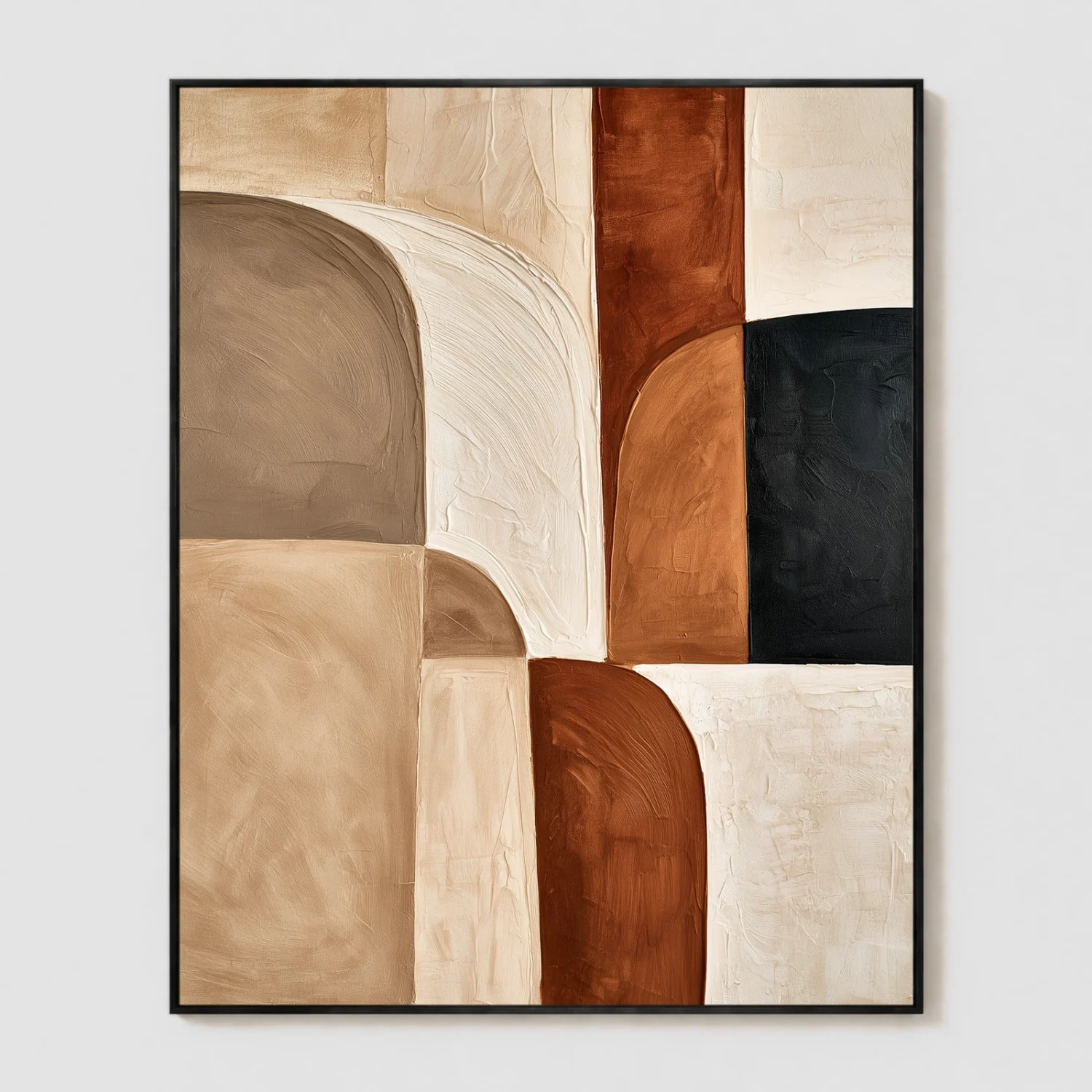 uprights-in-balance-textured-abstract-painting-uprights-in-balance-textured-abstract-painting-T-4x5-black-frame-wall P092 | Uprights in Balance – Textured Abstract Painting